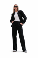 Luksusowy Komplet Damski Masełko Bluza Rozpinana + Spodnie Wide Leg Premium Soft Touch Elegancja & Komfort-CZARNY